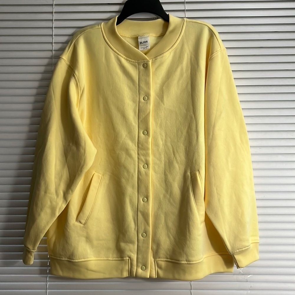 Blair Womens Snap Front Deep Berry Long Sleeve Pockets Cardigan.  Size PXL. NWOT